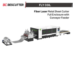 FLY Coil 5'X13' Fiber Laser Metal Sheet Cutter Full Enclosure with Conveyor Feeder