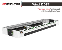 Wind 12025 (8.2 'x40') | 6000W -15000W IPG | Fiber Laser Cutter Fully Enclosed with Hydraulic Shuttle Table