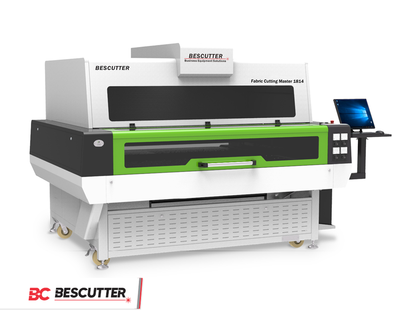 ALL SYSTEM INCLUDED BESCUTTER FABRIC CUTTING MASTER 65"X45" CO2 LASER CUTTER & ENGRAVER 150W WITH CAMERA, CONVEYOR BELT, ROLL STACKER AND AUTO FEEDER | DOUBLE HEAD AVAILABLE - BesCutter Laser Cutters and Engravers