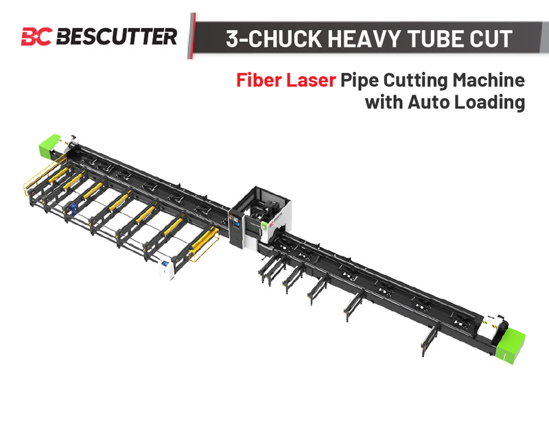 Hytube 3Chuck TUBE CUTTER 2000W - 6000W | Fiber Laser Pipe Cutting Machine with Auto Loading
