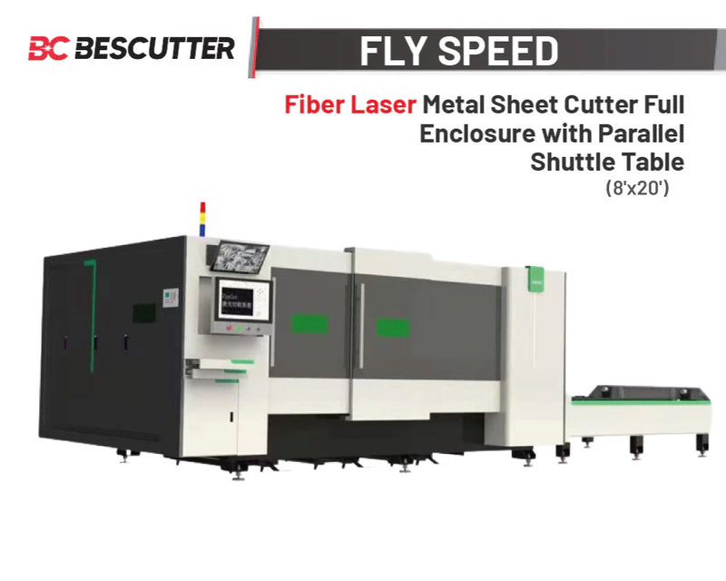 FLY SPEED 6025 (8'X20')  6000W - 15000W | Fiber Laser Metal Sheet Cutter Full Enclosure with Parallel Shuttle Table