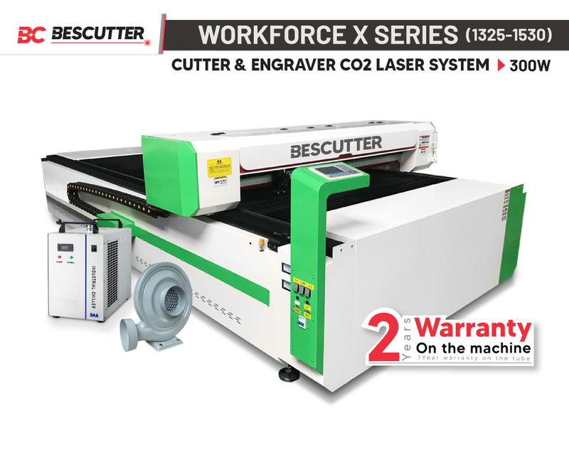 ALL SYSTEM INCLUDED BESCUTTER WORKFORCE X SERIES 1325-1530 | 300W | CO2 LASER CUTTER SYSTEM