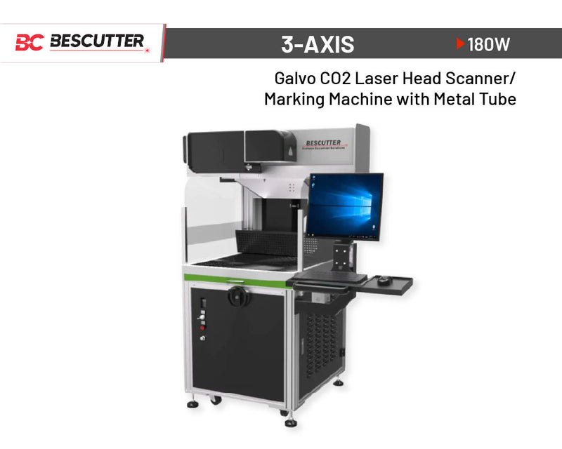 BesCutter 3-axis 180W Galvo CO2 Laser Head Scanner/Marking Machine with Metal Tube