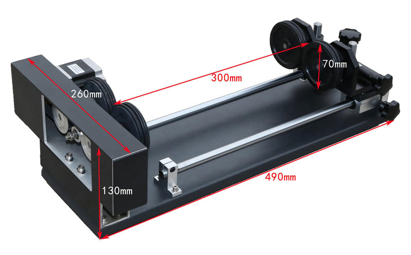 Four-Wheel Rim-Drive Rotary Attachment for Laser Engraving Round Objects - BesCutter Laser Cutters and Engravers