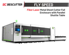 FLY SPEED 5'X10' | 1500W - 15000W | Fiber Laser Metal Sheet Cutter Full Enclosure with Parallel Shuttle Table