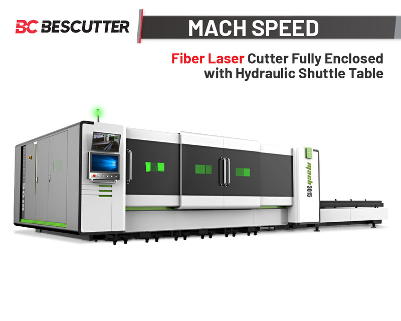 MACH SPEED 5'x10' | 6000W -20000W | Fiber Laser Cutter Fully Enclosed with Hydraulic Shuttle Table